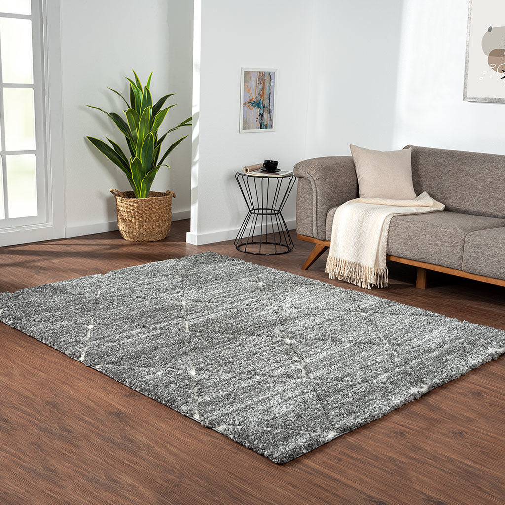 Talas Trellis Area Rug in Grey and Cream 8x10'