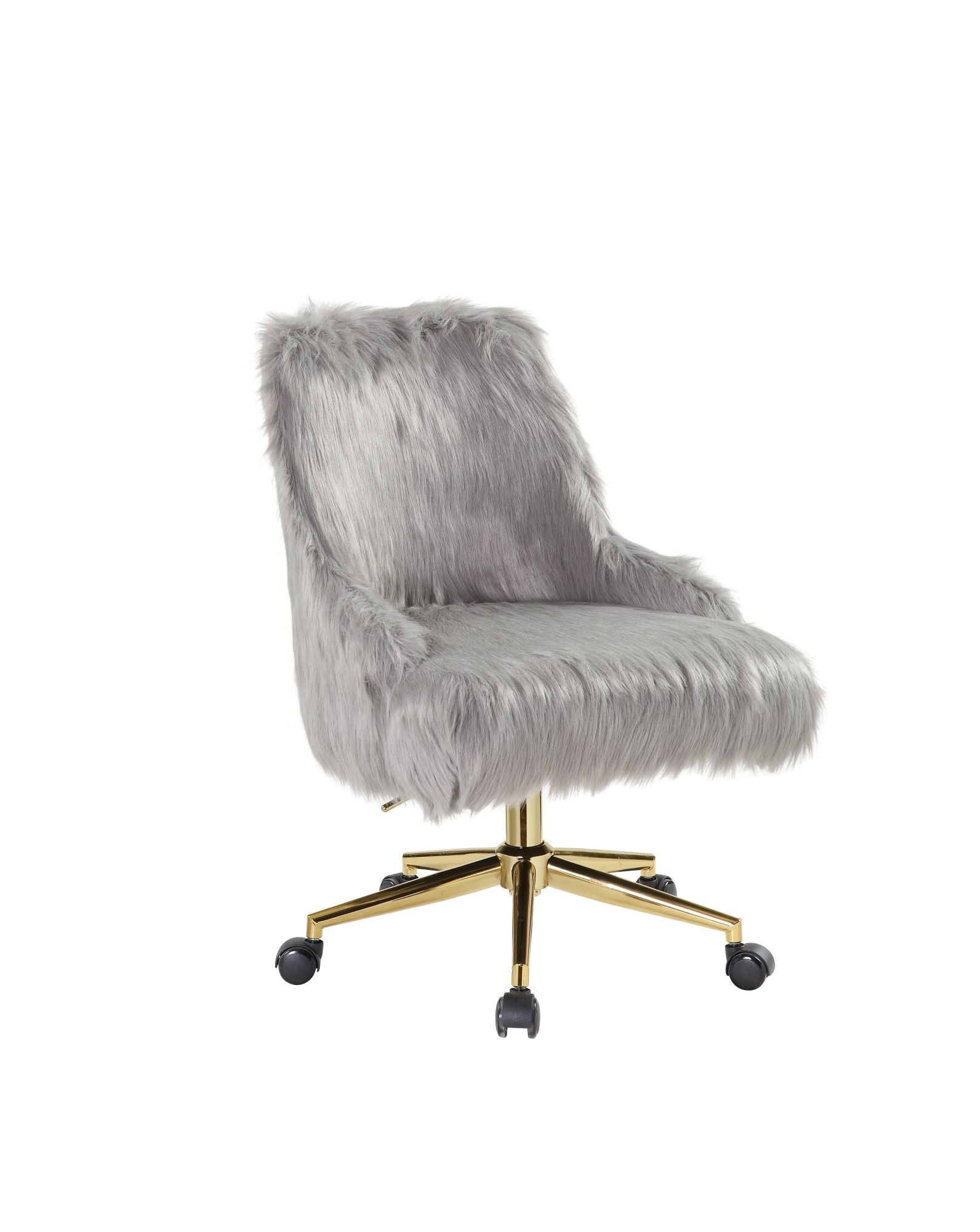 Office Chair in Gray Faux Fur