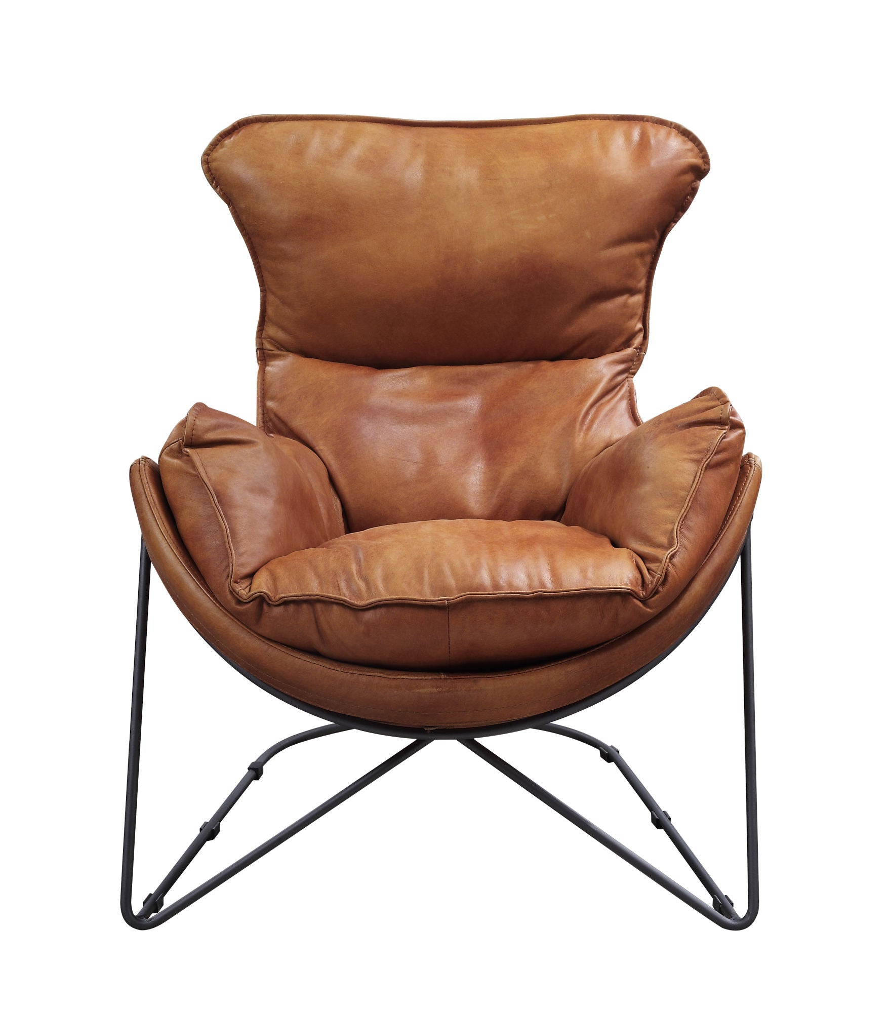 Accent Chair in Living Room Brown Leather front