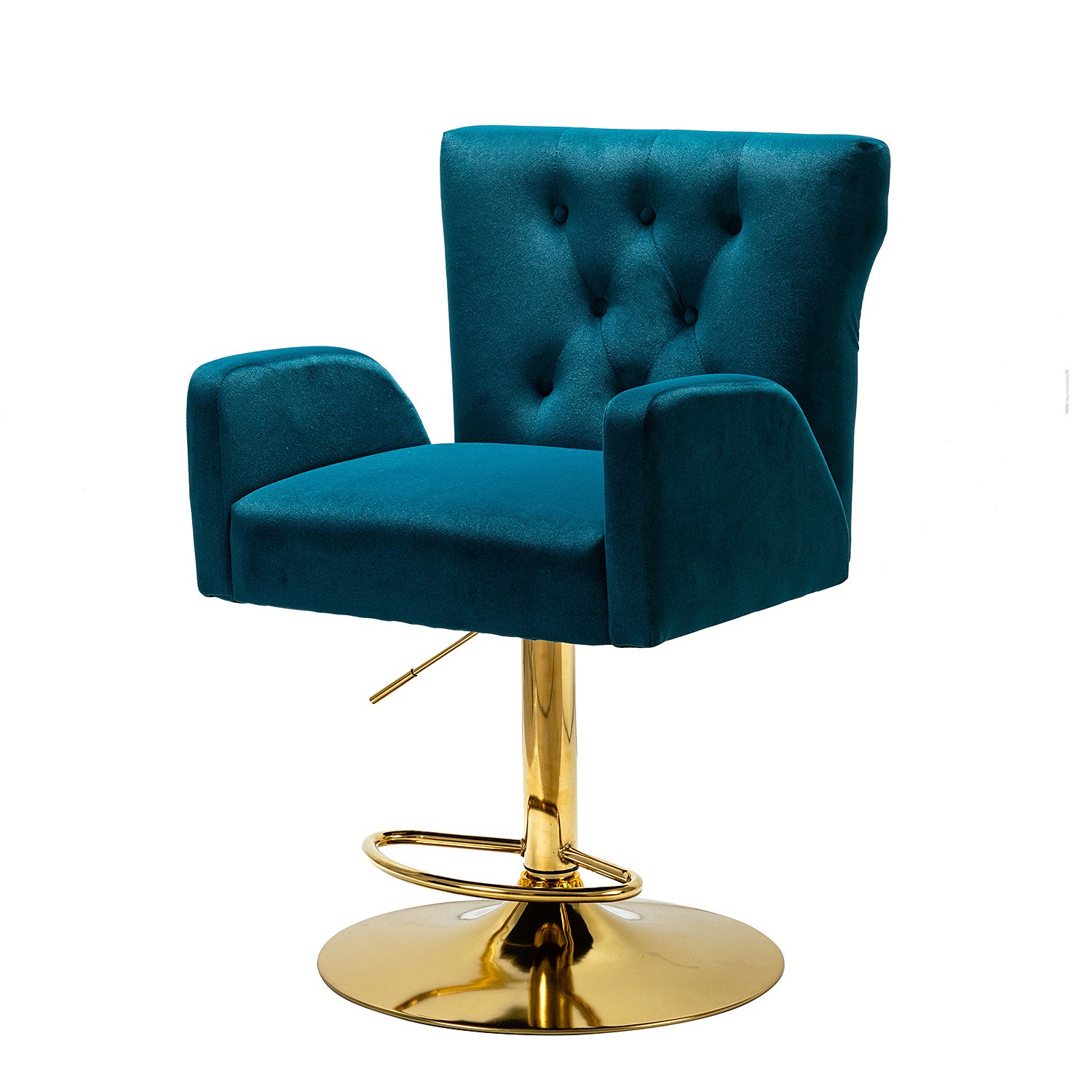 Swivel Adjustable Bar Chair in Blue Velvet