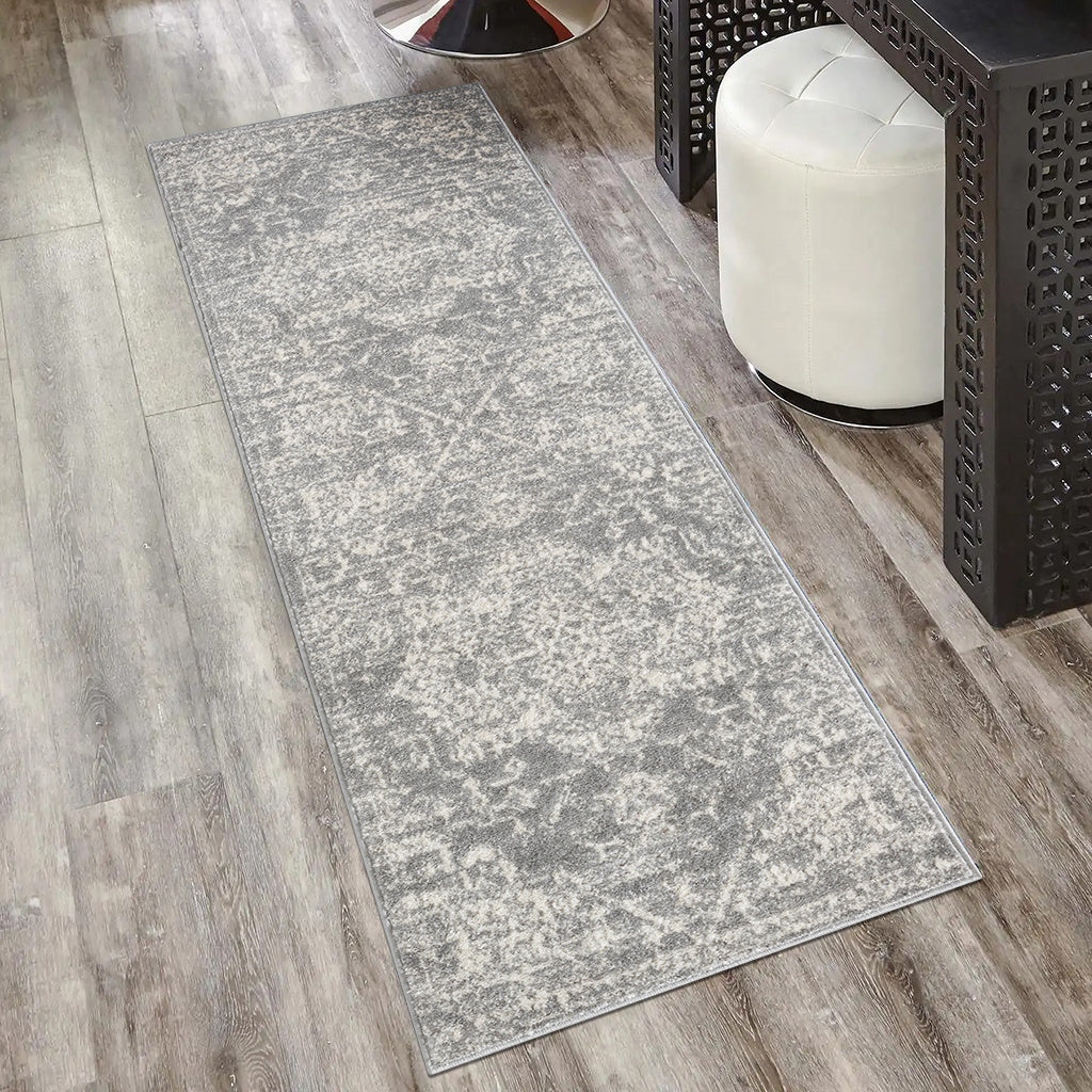 Distressed Medallion Woven Area Rug 3x8'