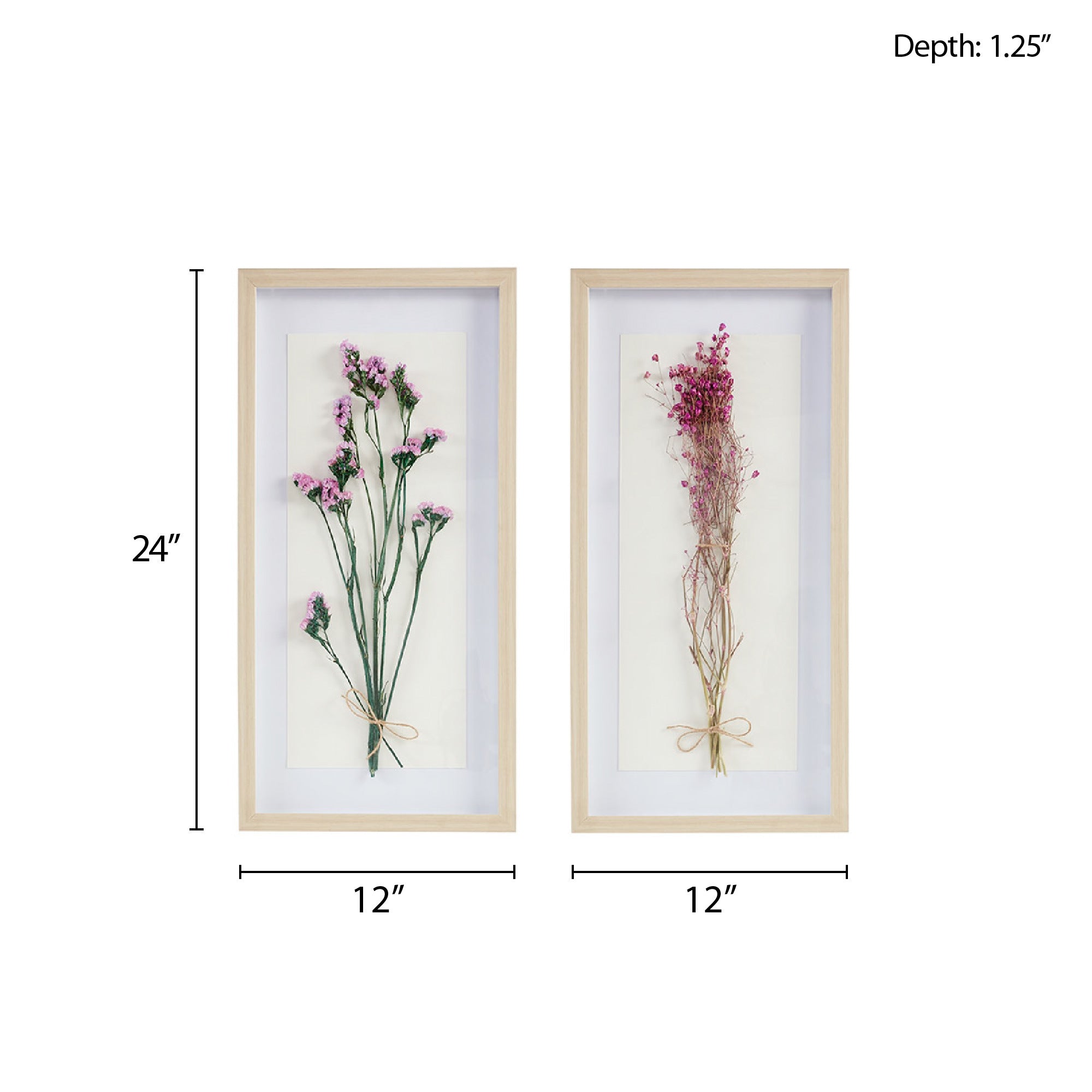 Dried Flower Shadow Box Wall Decor 2-Piece Set