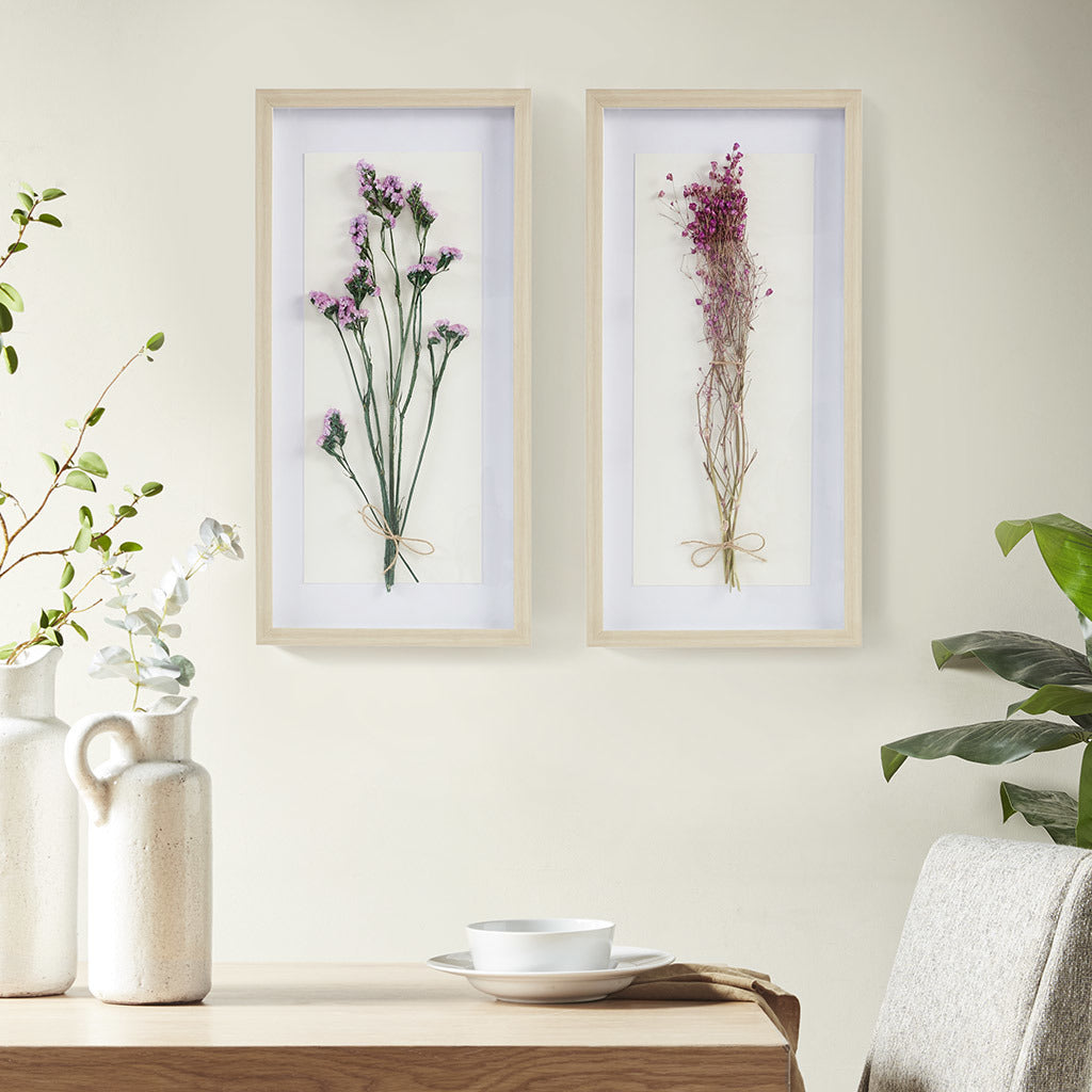 Dried Flower Shadow Box Wall Decor 2-Piece Set