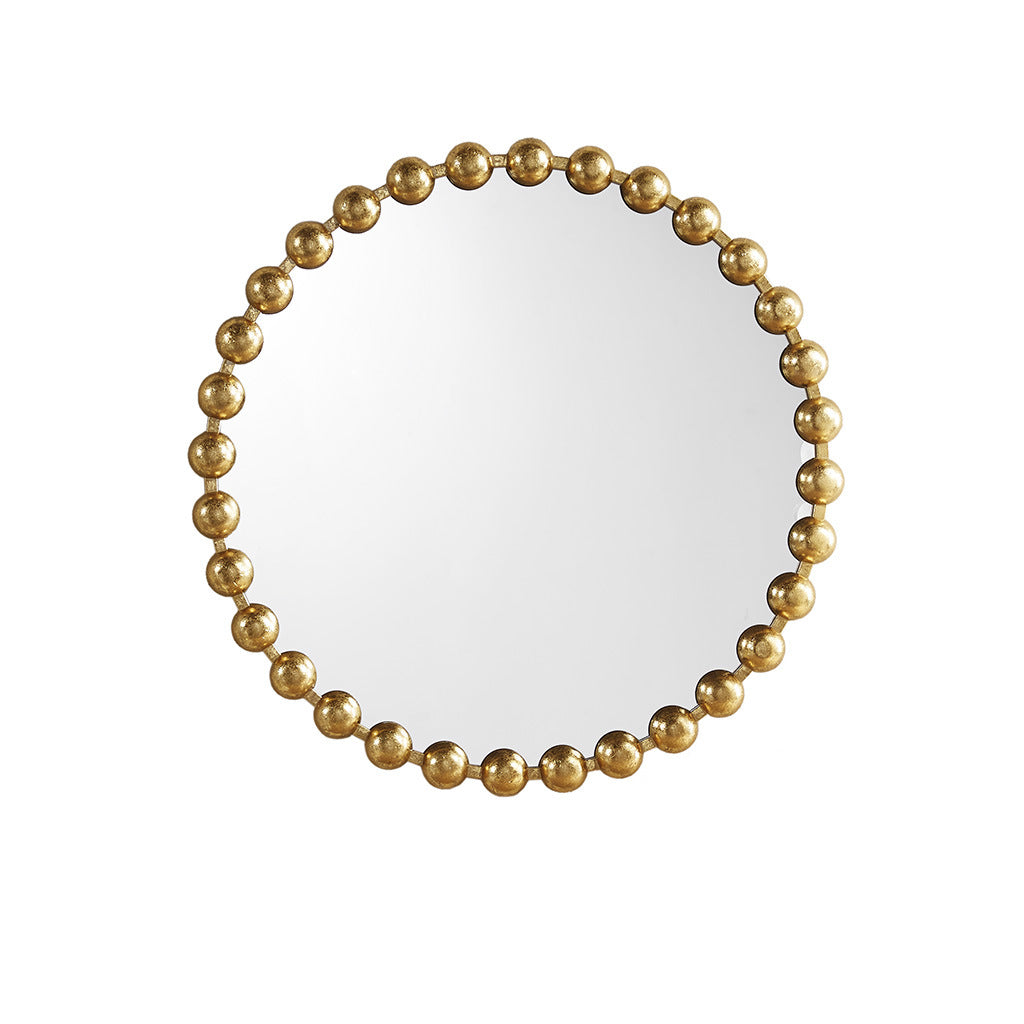 Gold Beaded Round Mirror 27" without background