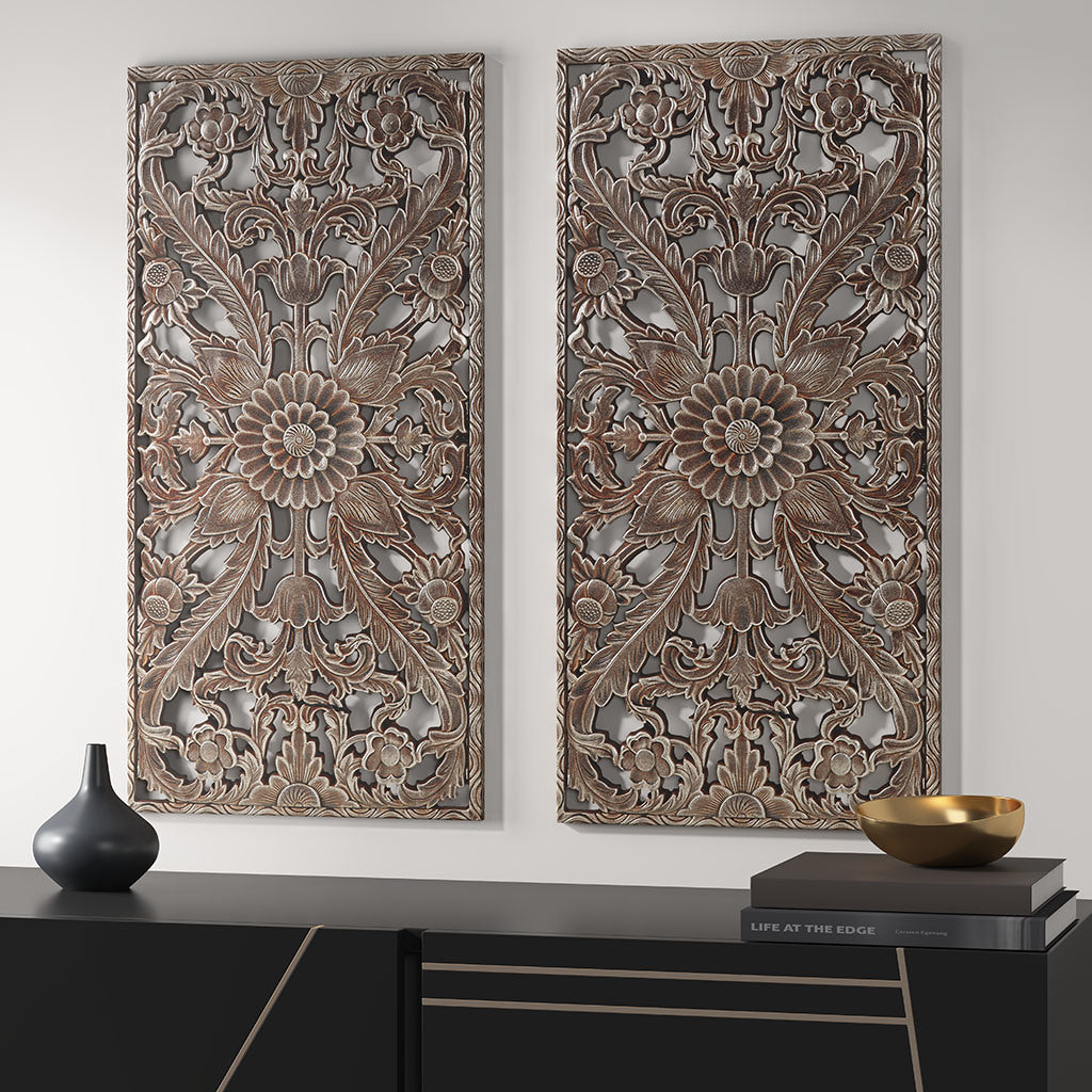 Carved Wood Wall Decor Set