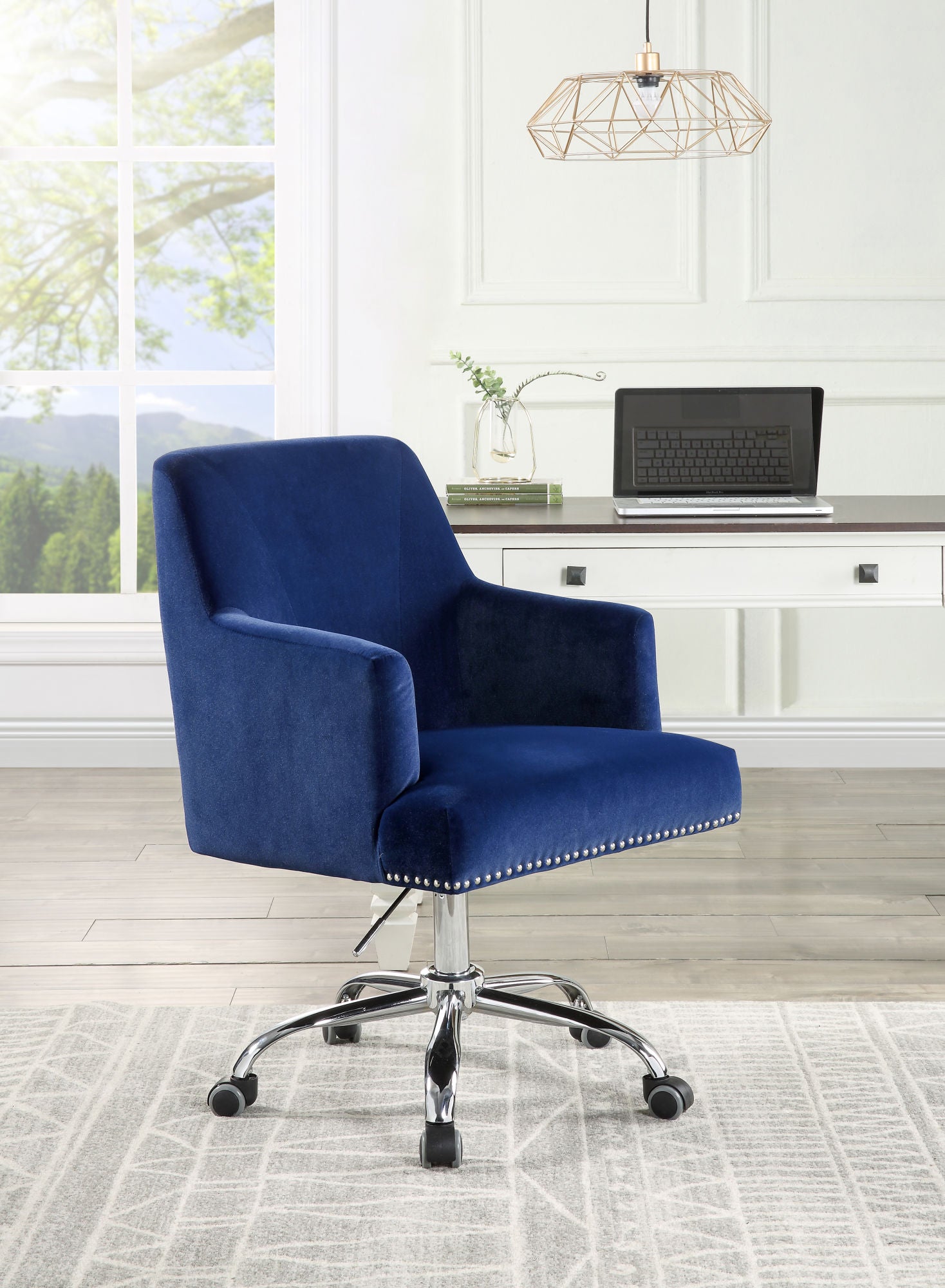 Office Chair in Blue Velvet