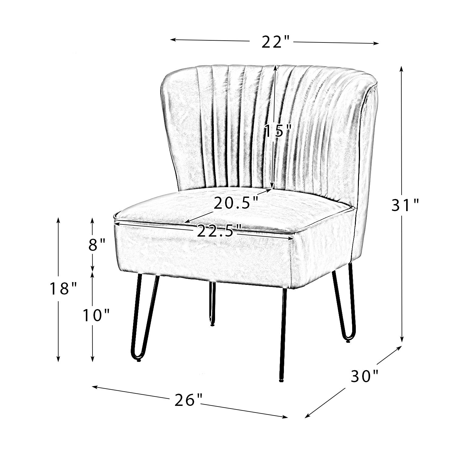 Chair in Ivory Faux Leather with Stripes