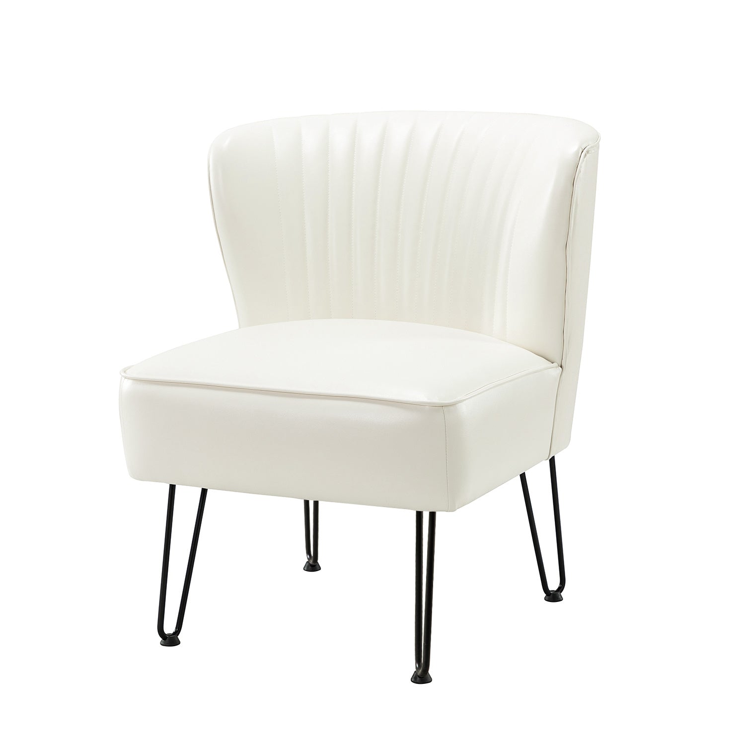 Chair in Ivory Faux Leather with Stripes