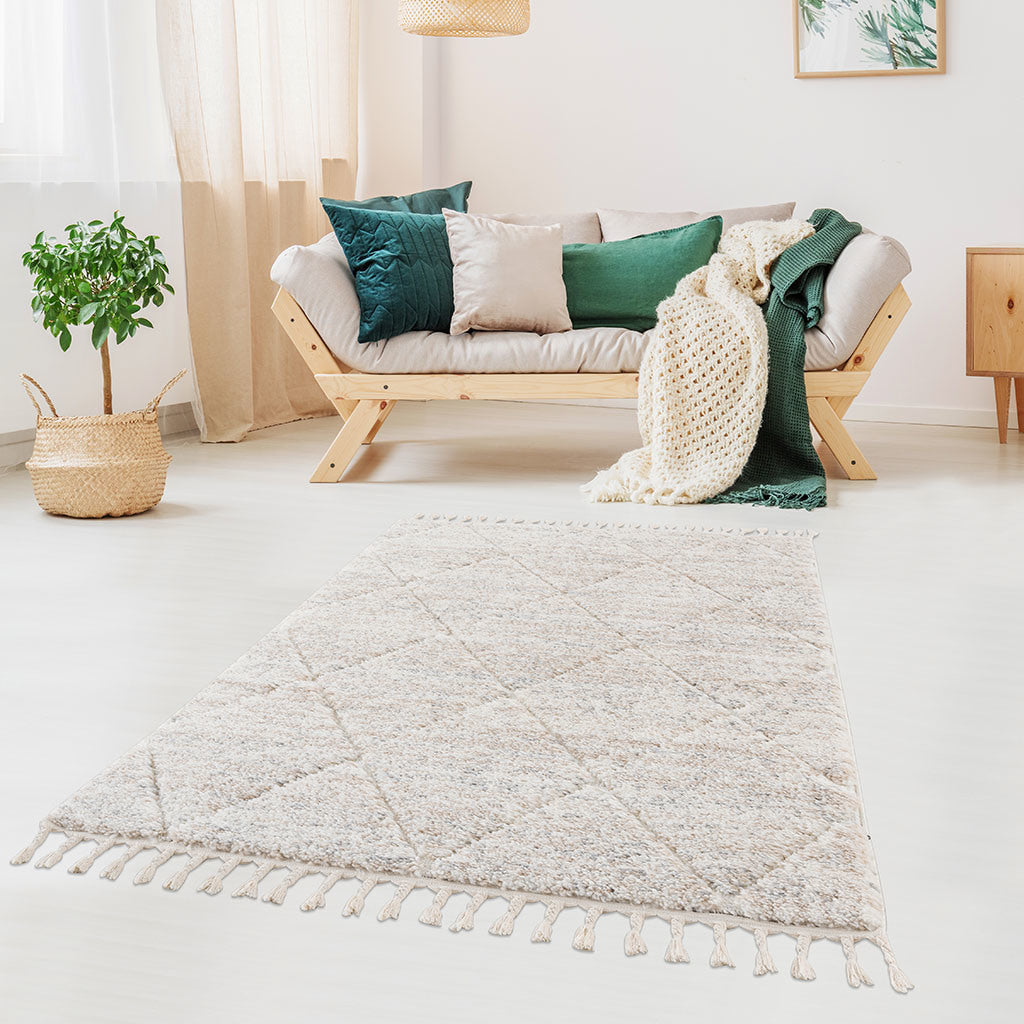 Talas Trellis Area Rug in Cream 5x7'