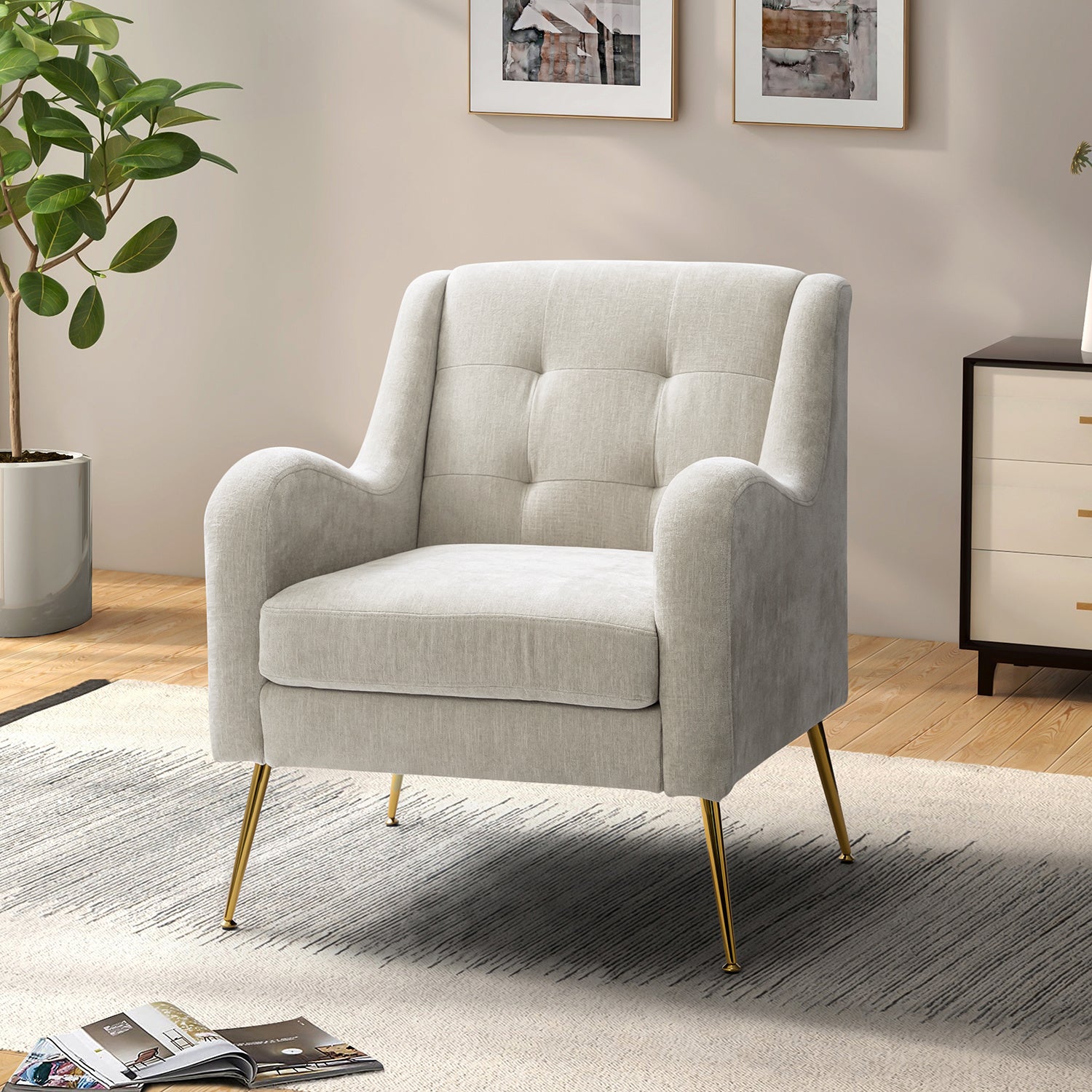 Armchair in Light GrayFabric