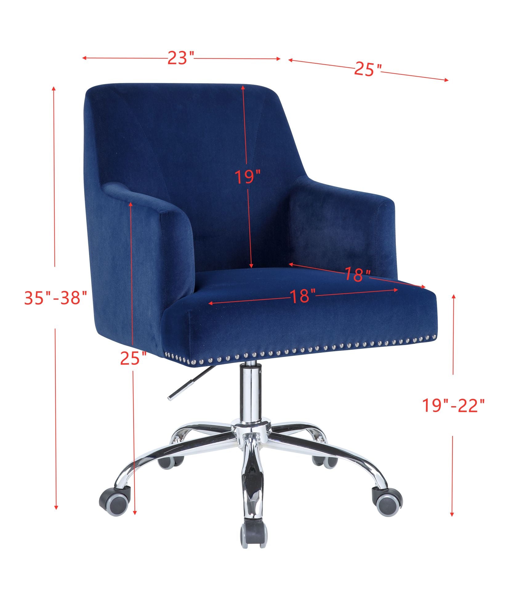 Office Chair in Blue Velvet