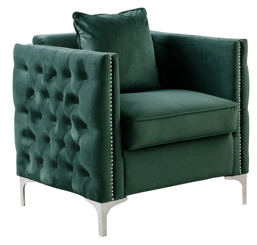 Armchair in Green Velvet