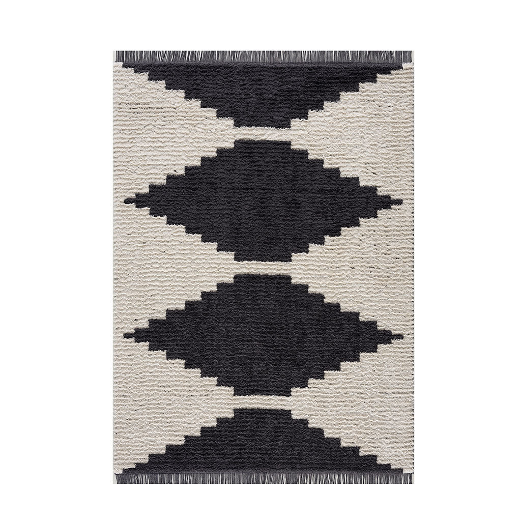 Black & Ivory Modern Area Rug 5x7'